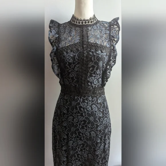 EUC...Beautiful Zara Guipure Lace Dress (with whimsy/goth vibes)  Size Small - Picture 6 of 13